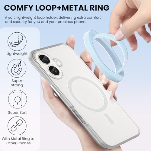 Magnetic Silicone Ring Grip Phone Holder, Loop Grip Phone Holder,Magnetic Phone Loop,Magsafe Phone Grip,Compatible with Magsafe for iPhone 16/15/14/13/12 Series (Blue) - color: Blue