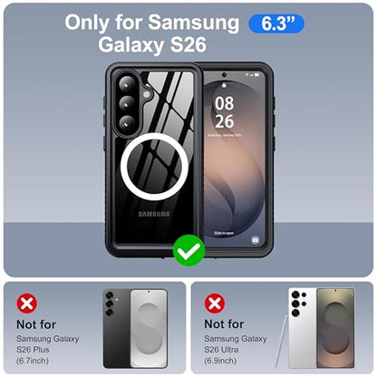 ANTSHARE for Samsung Galaxy S26 Case IP68 Waterproof, Black/Clear - color: Black/Clear, size: S26