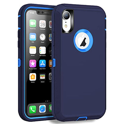 MXX Compatible with iPhone Xr Case, 3-Layer Super Protective Full Heavy Duty Body Tough Rugged Bumper Cover, Shock & Dust Proof, Designed for Apple Xr Phone Case 6.1" Blue - color: Blue