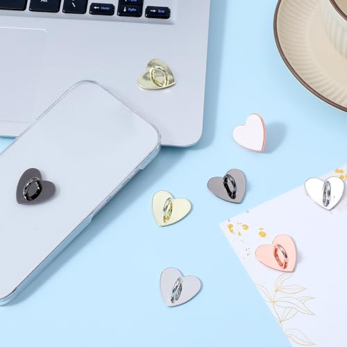 8 Pcs Phone Charm Hook, Cell Phones Charm Finger Rings Adhesive Metal Phones Finger Grip Loop Stand Heart Charms for DIY Phone Case Pad Tablet Supplies - color: Multicolor