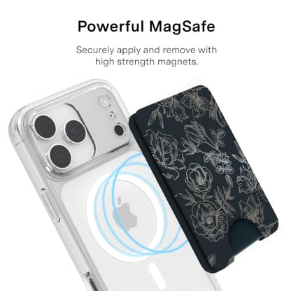 VELVET CAVIAR compatible with MagSafe Wallet - Magnetic Card Holder - color: Floral Rose Gold