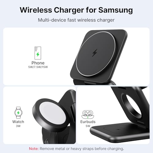 KU XIU 3 in 1 Charging Station for Samsung Phone Watch Buds - color: Black