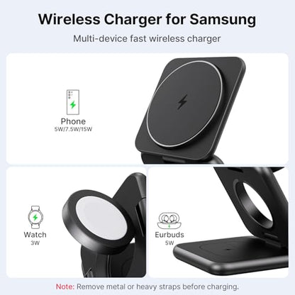 KU XIU 3 in 1 Charging Station for Samsung Phone Watch Buds - color: Black
