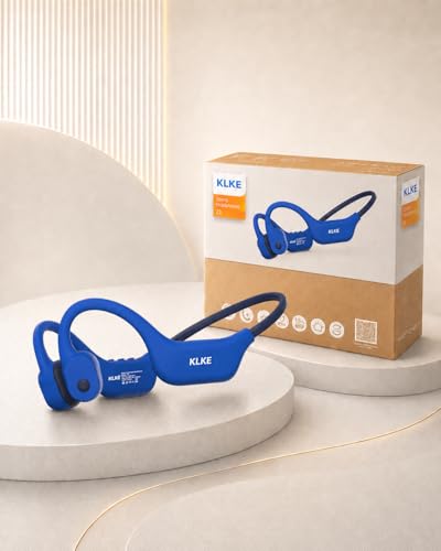 Bone Conduction Headphones for Running with mic and Rear Safety Light - color: KLKE-Blue