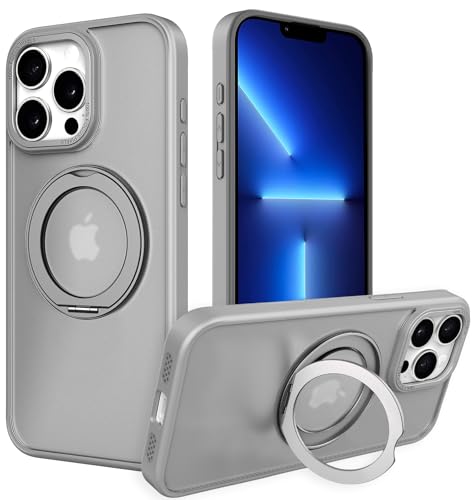 IYH 360° Rotatable Magnetic Case for iPhone 13 Pro, Military-Grade Shockproof Phone Cover with Matte Translucent Back(Gray) - color: Gray, size: For iPhone 13 Pro