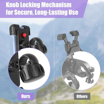TXV Bike Phone Holder, Motorcycle Phone Mount, 1s Lock | Silicone Protective | Anti-Shock | for iPhone | Samsung | Pixel | 5.1-6.8" Cellphone