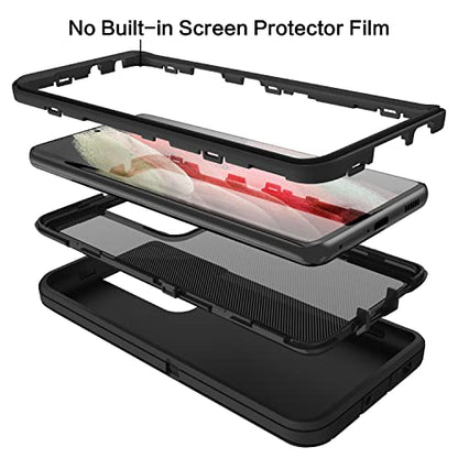 MXX Case Compatible with Galaxy S21 Ultra Case, 3-Layer Super Full Heavy Duty Body Bumper Cover/Shock Protection/Dust Proof, Designed for Samsung Galaxy S21 Ultra 5G 6.8 Inch 2021 (Black) - color: Black