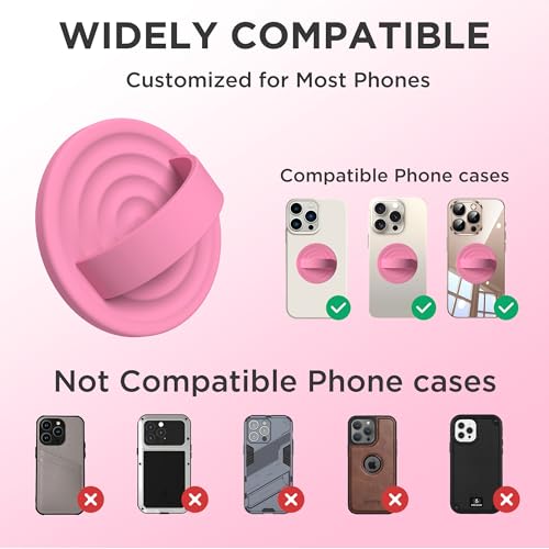 Upgraded Magnetic Phone Grip, Liquid Silicone Soft and Portable, Removable Finger Loop Ring Grip Holder for iPhone, Strong Magnetic Attraction, Compatible with MagSafe Phone Case, Tender Pink - color: Tender Pink