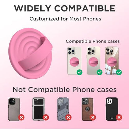 Upgraded Magnetic Phone Grip, Liquid Silicone Soft and Portable, Removable Finger Loop Ring Grip Holder for iPhone, Strong Magnetic Attraction, Compatible with MagSafe Phone Case, Tender Pink - color: Tender Pink