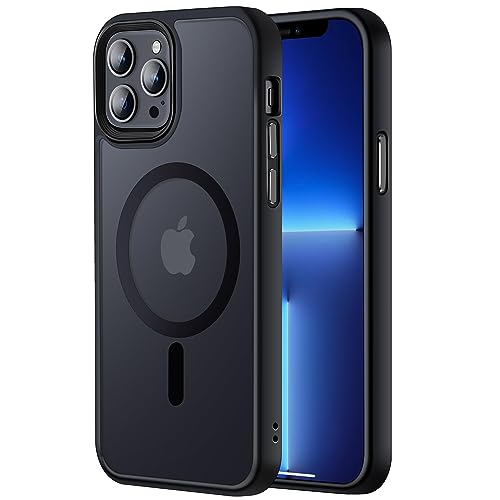 Tigowos Intended Design for iPhone 13 Pro Phone Case Fits MagSafe 10FT Drop Resistant Matte Skin Feeling Back Cover Aluminum Alloy Keys for iPhone 13 Pro Case，Black - color: Black, size: iphone 13 pro（6.1）