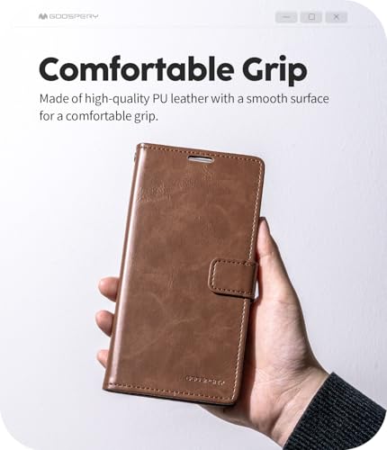 GOOSPERY Bluemoon Folio Wallet Case for iPhone 17, Flip Cover with Card Holder, Kickstand, Magnetic Closure, Shockproof TPU + PU Leather - Brown - color: Brown, size: iPhone 17