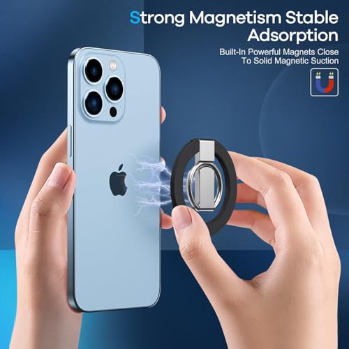 Professional Phone Ring Holder Adjustable Magnetic Kickstand iPhone 11 12 13 14 15 16 17 Pro Max Samsung Galaxy Business Anti-Drop Grip Rotation Wireless Charging Compatible Durable Black - color: Black Metal Holder