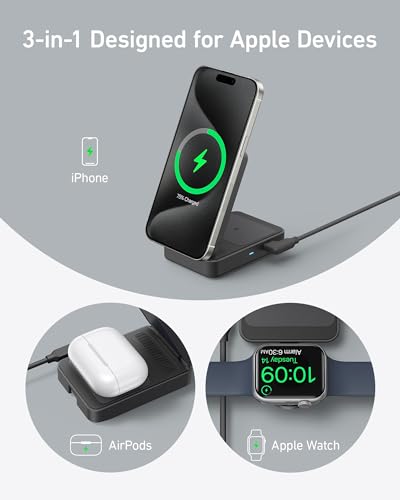 Anker MagGo 3-in-1 MagSafe-Compatible Qi2 15W Foldable Charging Station - color: Black