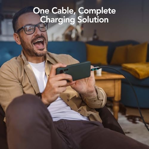 MFish 240W 4-in-1 Fast Charging Cable, Black, 10FT - color: Black, size: 10FT