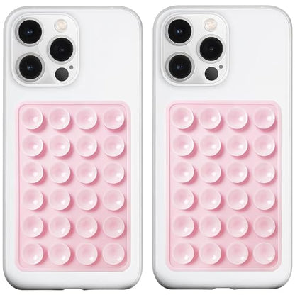 LvShuLiangPin Anteel 2 Pack Silicone Suction Phone Case Mount, Silicon Adhesive Phone Grip for Smartphones, Hands-Free Mirror Shower Phone Holder for Selfies, Tiktok Videos (Light Pink) - color: Light Pink
