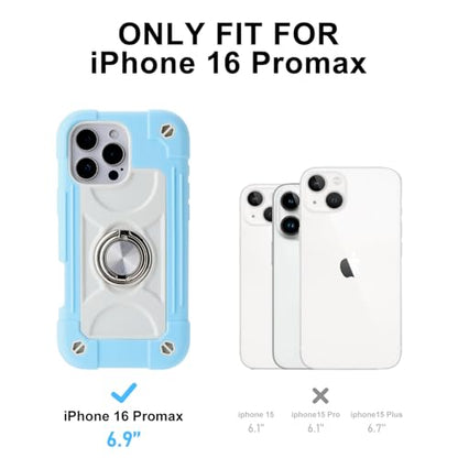 MARKILL Compatible with iPhone 16 Pro Max Case 6.9 Inch with Ring Stand, Heavy-Duty Military Grade Shockproof Phone Kids Cover for iPhone 16 Pro Max - color: Ice Blue, size: iPhone 16 Pro Max 6.9