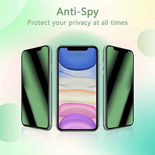 [3 Pack] for iPhone 11/XR Privacy Green Screen Protector, Anti Blue Light Eye Protection Anti Spy 9H Tempered Glass, No Bubble - size: iPhone 11/XR