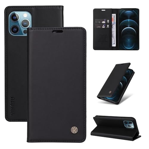 Caseurban Compatible with iPhone 12 Pro Max Wallet Case PU Leather Flip Folio Case with Card Holder Magnetic Closure Shockproof Protective Phone Cover Black - color: Black, size: iPhone 12 Pro Max