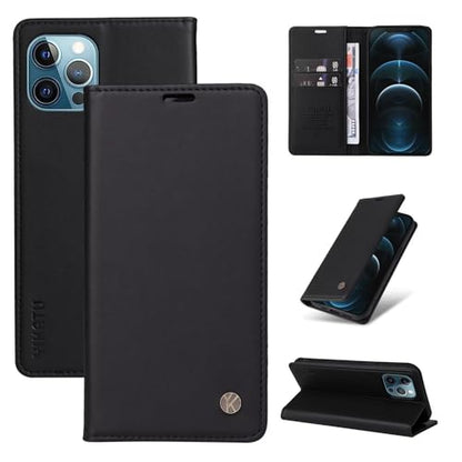 Caseurban Compatible with iPhone 13 Pro Wallet Case PU Leather Flip Folio Case with Card Holder Magnetic Closure Shockproof Protective Phone Cover Black - color: Black, size: iPhone 13 Pro