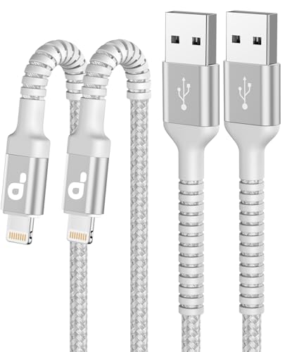 iPhone Charger Cable 3FT 2Pack USB to Lightning Cable Extra Durable Braided - color: Silver, size: 3FT, style: USB A to Lightning