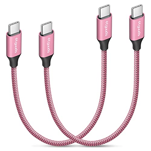 etguuds USB C to USB C Cable 1ft, 2-Pack 60W C to C Cable Fast Charging - color: Pink, size: 1ft