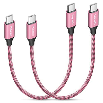 etguuds USB C to USB C Cable 1ft, 2-Pack 60W C to C Cable Fast Charging - color: Pink, size: 1ft