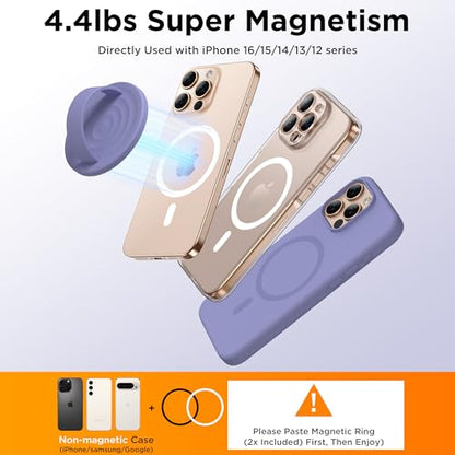 Magnetic Phone Grip for MagSafe, Silicone Ring Grip, Lavender - color: Lavender
