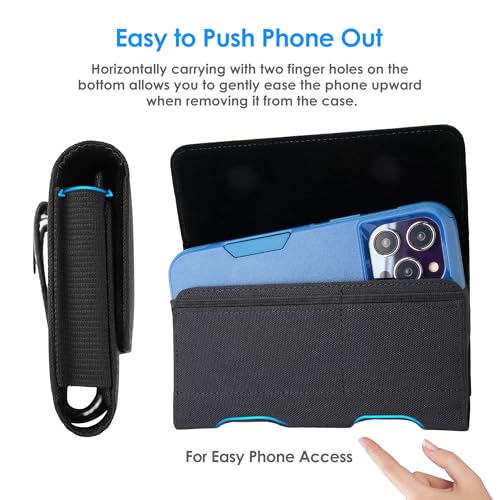 Mopaclle Nylon Phone Holster with Heavy Duty Metal Belt Clip and Card Holder, Compatible with iPhone 13/12 Mini, iPhone SE, iPhone 8/7/6S/6, and Galaxy S7/S6/S5 - Black - color: Nylon- Black, size: S(5.8x3.0x0.5)