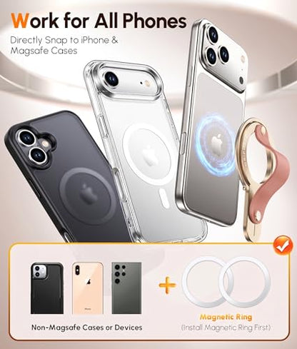 GripMate 2nd Magnetic Phone Ring Holder, Slim MagSafe Finger Loop Grip - color: Amber