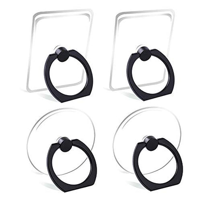 Cell Phone Ring Holder Stand Transparent Finger Grip Loop 360 Degree Rotation Finger Ring Stand (4 X Black) - color: 4 X Black