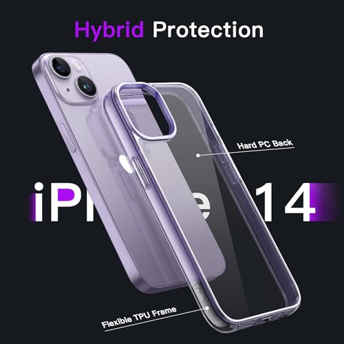JETech Case for iPhone 14, Anti-Yellowing, Deep Purple | Shockproof Protection, Scratch Resistant Hard PC Back, Durable Transparent TPU Bumper - color: Deep Purple, size: iPhone 14