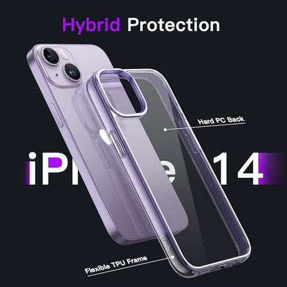 JETech Case for iPhone 14, Anti-Yellowing, Deep Purple | Shockproof Protection, Scratch Resistant Hard PC Back, Durable Transparent TPU Bumper - color: Deep Purple, size: iPhone 14
