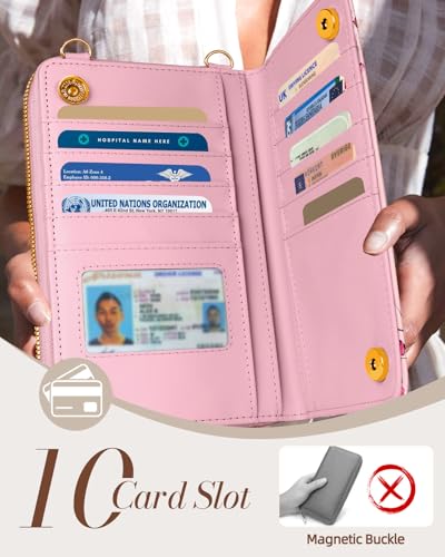 Leather Cell Phone Purse Crossbody Bag for Women | Adjustable Shoulder Strap, Card Slots, Secure Wallet Interior, Cute Pattern Styles, Small Carry for Travel and Daily Use - color: Peach Blossom