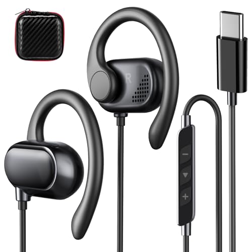 USB C Earbuds Wired Open Ear Headphones for iPhone 17 18 Pro Max 16 15 - color: Black
