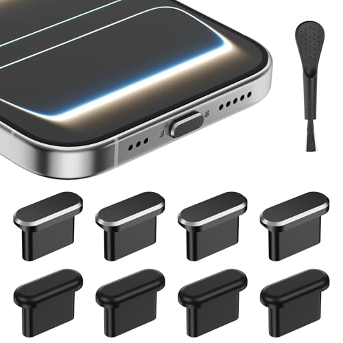 USB C Dust Plug for iPhone 18/17 Series, 4Pcs Aluminum+Silicone, Black - color: Black