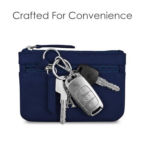 ili New York Leather Mini Compact Coin Purse - Classic Navy - color: Classic Navy