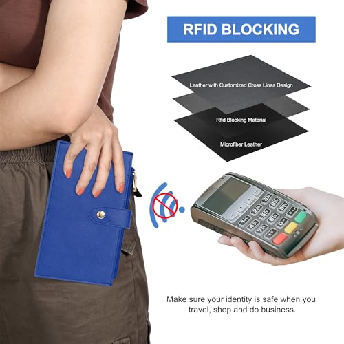 Travelambo RFID Wallet Women Large Size Bifold Multi Card Wallet Case with Zipper Pocke Credit Card Holder for Women - color: Blue Deep