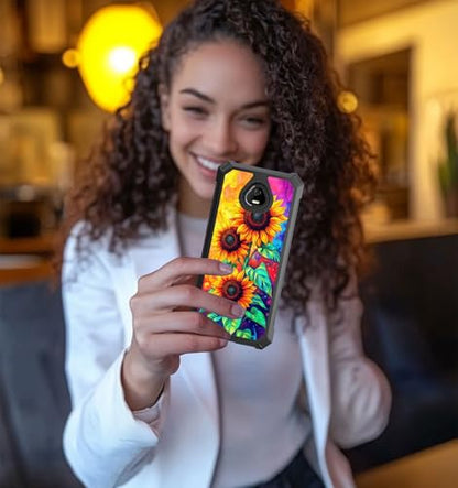 for Schok Volt Sv67q Sv67332 Case with Screen Protector, Military Grade Drop Protection, Dual Layer Hybrid Shockproof Protection TPU Phone Case for Schok Volt Sv67q, Three Sunflowers - color: Three Sunflowers