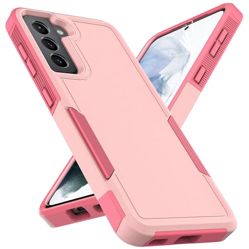 for Samsung Galaxy S21 Case: Dual Layer Protective Heavy Duty Cell Phone Cover Shockproof Rugged with Screen Protector - Military Protection Bumper Tough - Samsung Galaxy S21 5G 2021, 6.2 inch, Pink - color: Pink (PC) + Pink (TPU)
