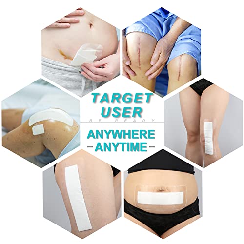 50 Pcs Waterproof Shower Protector Bandage 4"x10" for Post Knee Replacement Hip Surgery Long Surgical Incision Larger Wounds Cover C-Section Transparent Film Clear Adhesive Dressing Bath Patch - size: 4x10 Inch (Pack of 50)