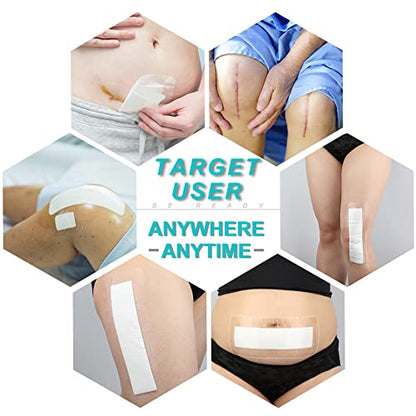 50 Pcs Waterproof Shower Protector Bandage 4"x10" for Post Knee Replacement Hip Surgery Long Surgical Incision Larger Wounds Cover C-Section Transparent Film Clear Adhesive Dressing Bath Patch - size: 4x10 Inch (Pack of 50)