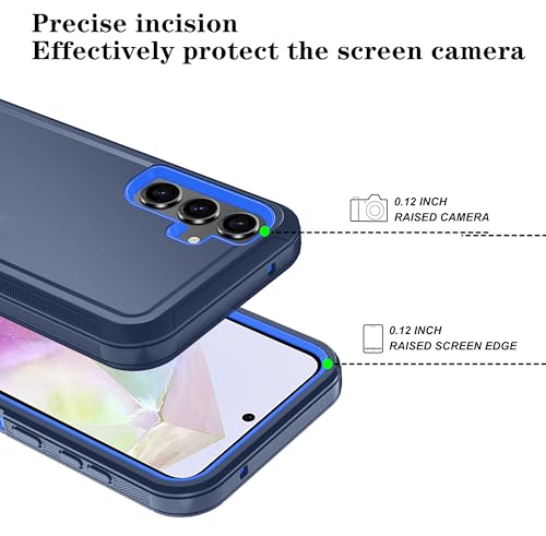 Qinmay Phone Case for Samsung Galaxy A37 5G Case with HD Screen Protector, Heavy Duty Shockproof & Dropproof 3-Layer Cover Phone Case for Galaxy A37,DarkBlue - color: DarkBlue