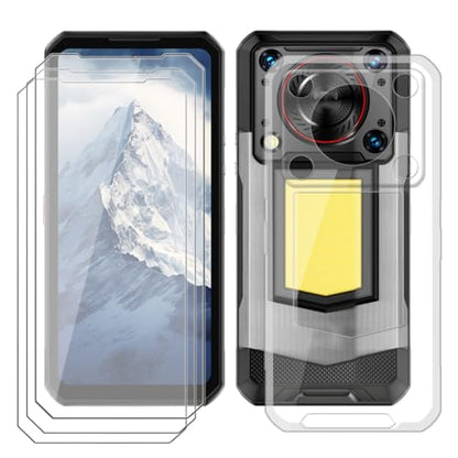 Case for Oukitel WP56 (6.80") Phone + 3 Pack Screen Protector Tempered Glass, WXPPJ Full Body Protection Shockproof Case, Ultra-Thin Soft Silicone for - Transparent