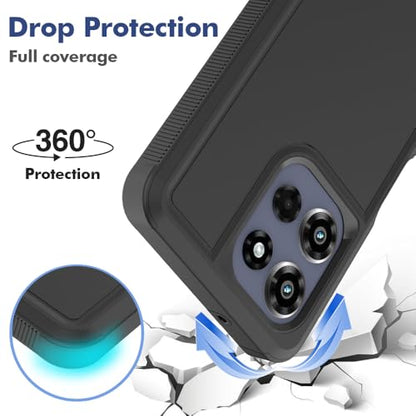 for Motorola Moto G Power 2026 / Moto G Power 2025 Case: Dual Layer Protective Heavy Duty Cell Phone Cover Shockproof Rugged with HD Screen Protector Military Protection Bumper Tough, Black - color: Black (PC) + Black (TPU)