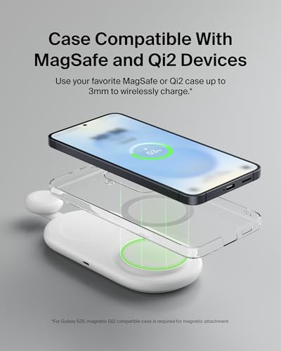 Belkin Qi2 15W 2 in 1 Wireless Charging Pad with USB-C Port - color: White, style: 2 in 1