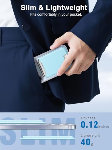 TopMade for MagSafe Wallet, 4 Cards Holder, Strongest Magnetic Phone Wallet - color: Baby Blue