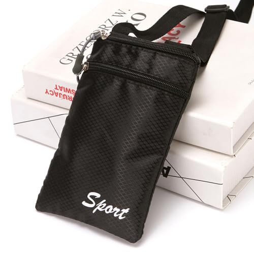 2 Pack Crossbody Bag Phone Purse with 2 Zipper Pouch Lightweight Fabric Compact Shoulder Purses Tally Mini Handbag Wallet Storage Organizer for iPhone Cell Phones Coin Key Men Women