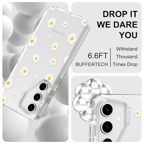MOSNOVO Case for Samsung Galaxy S24 FE, [Buffertech 6.6ft Military-Grade Drop Protection] [Anti Peel Off Tech] Clear TPU Bumper Phone Case Cover Design - White Daisy - color: Clear - White Daisy, size: Samsung Galaxy S24 FE