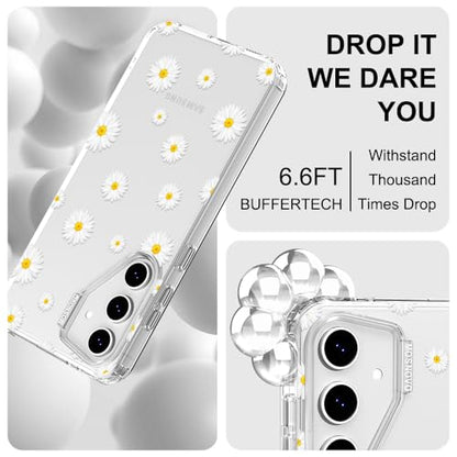 MOSNOVO Case for Samsung Galaxy S24 FE, [Buffertech 6.6ft Military-Grade Drop Protection] [Anti Peel Off Tech] Clear TPU Bumper Phone Case Cover Design - White Daisy - color: Clear - White Daisy, size: Samsung Galaxy S24 FE