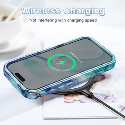 Btscase Compatible with iPhone 17 Pro Case 6.3 Inch 2025,Marble Pattern 3 in 1 Heavy Duty Shockproof Full Body Rugged Hard PC+Soft Silicone Drop Protective Women Girl Phone Cases, Blue Cyan - color: Blue Cyan, size: iPhone 17 Pro